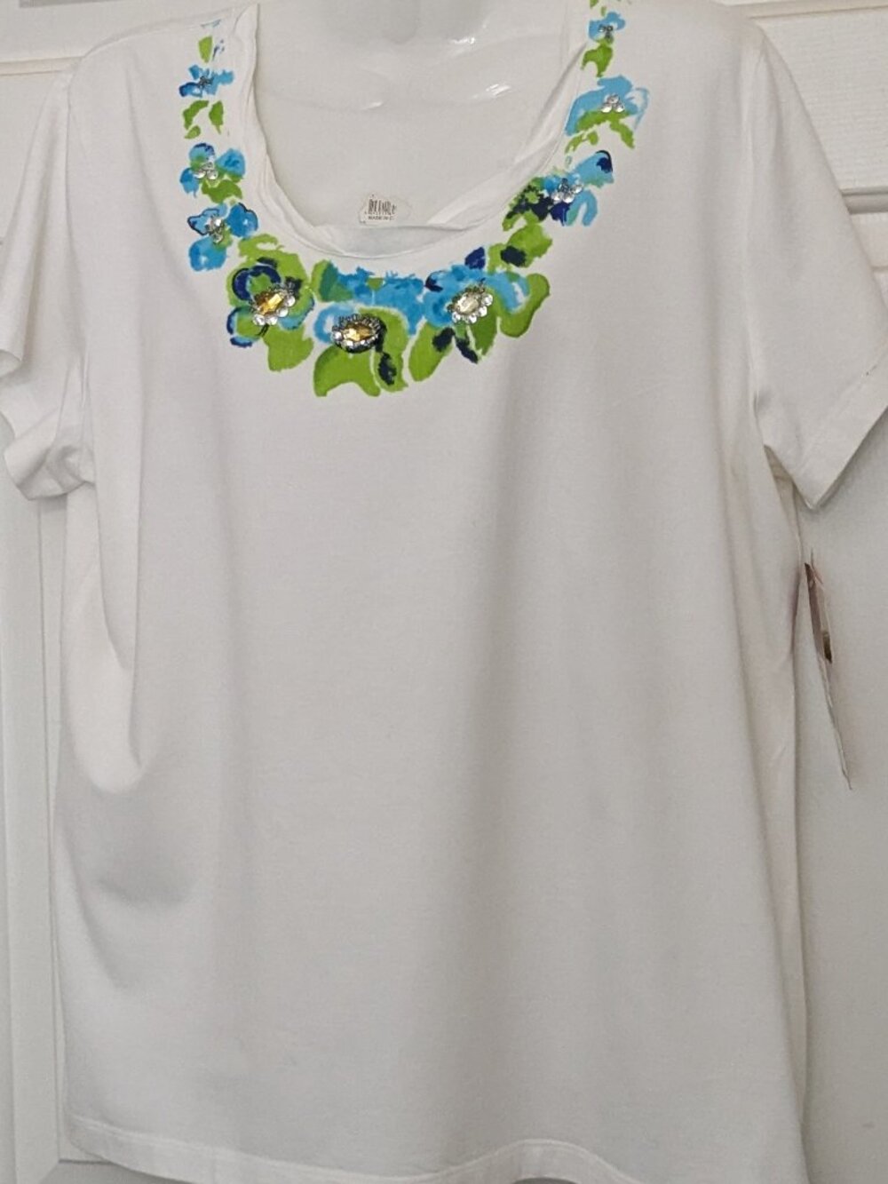 Choice Crew Neck Short Sleeve Tee Fit Cotton T-Shirt Size XL White /Bling NWT